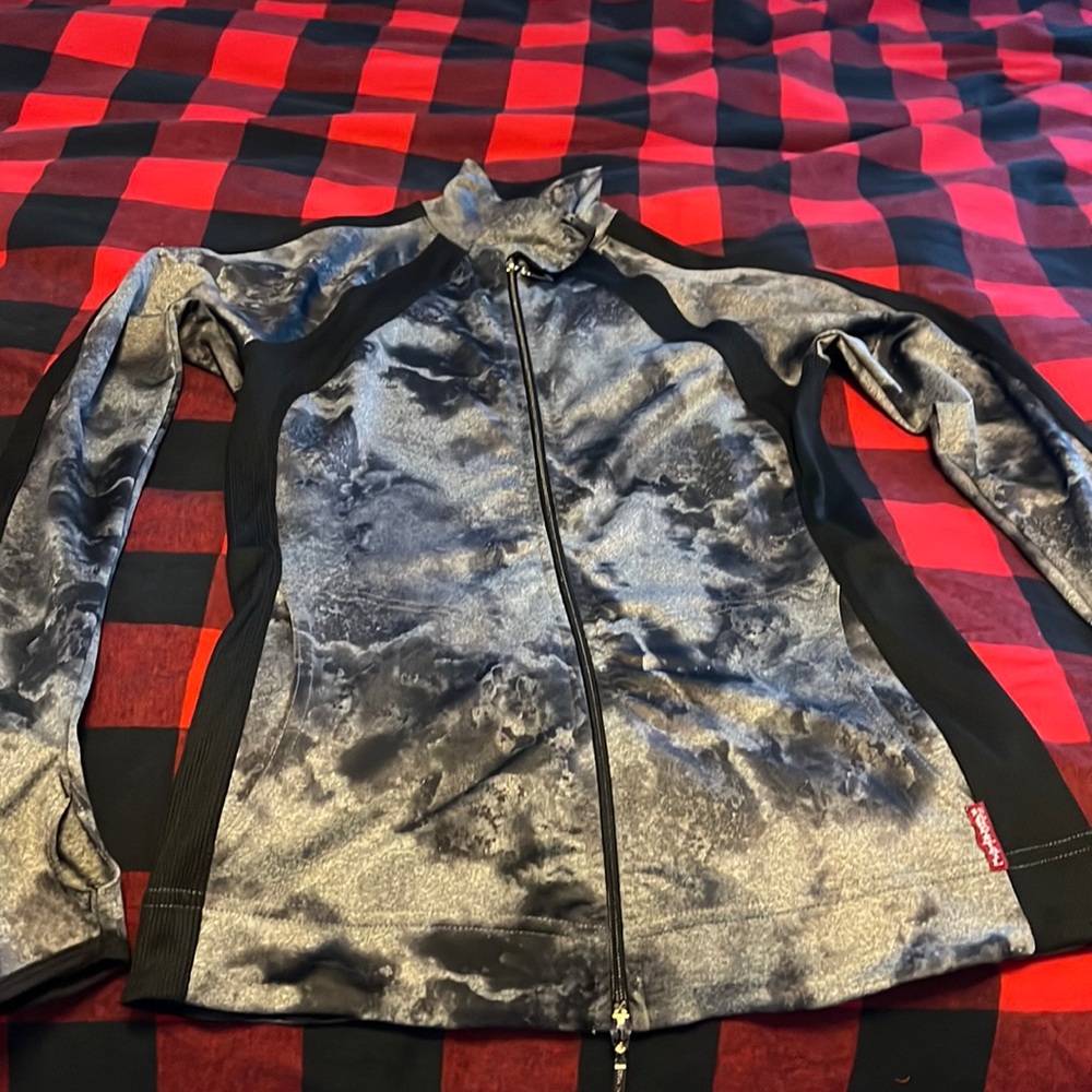 Hard tail Forever track jacket.  Black and gray tie dye. Size medium